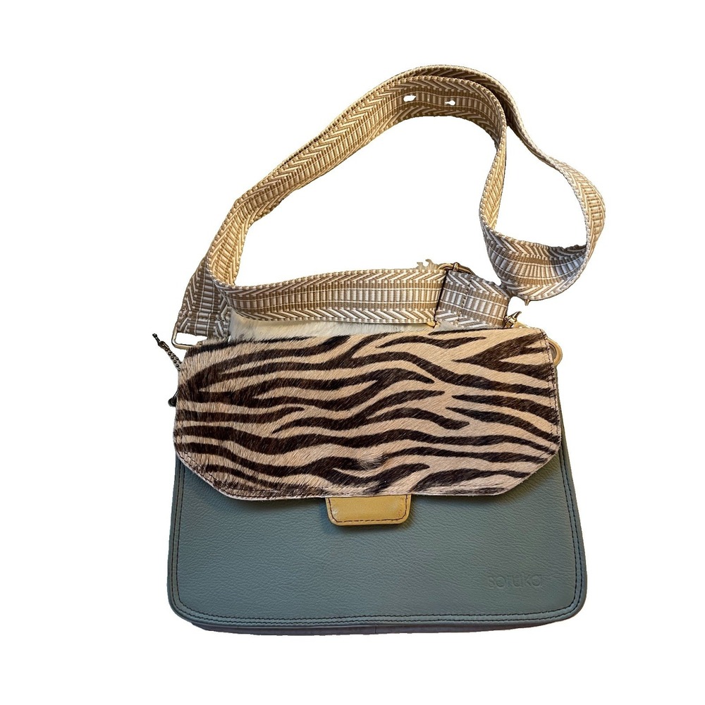 Soruka Reversible Genuine Leather Crossbody Bag Hair-On Zebra Print Upcycled